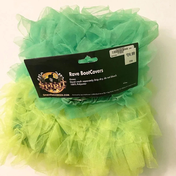 Spirit Halloween Rave Boot Covers Green Festival Costume Cosplay - Picture 4 of 10